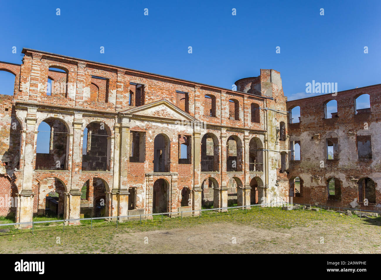 Ruins at the courtyard of the abbey in Dargun, Germany Stock Photo