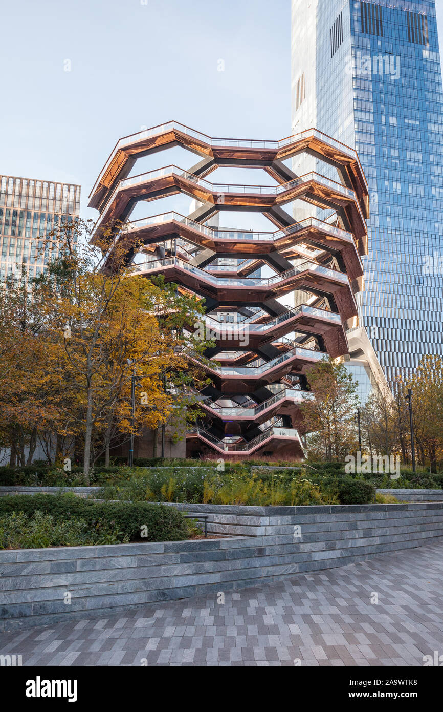 The Vessel, a landmark Thomas Heatherwick studio-designed structure  in the  Hudson Yards development, New York City, NY, U.S.A Stock Photo