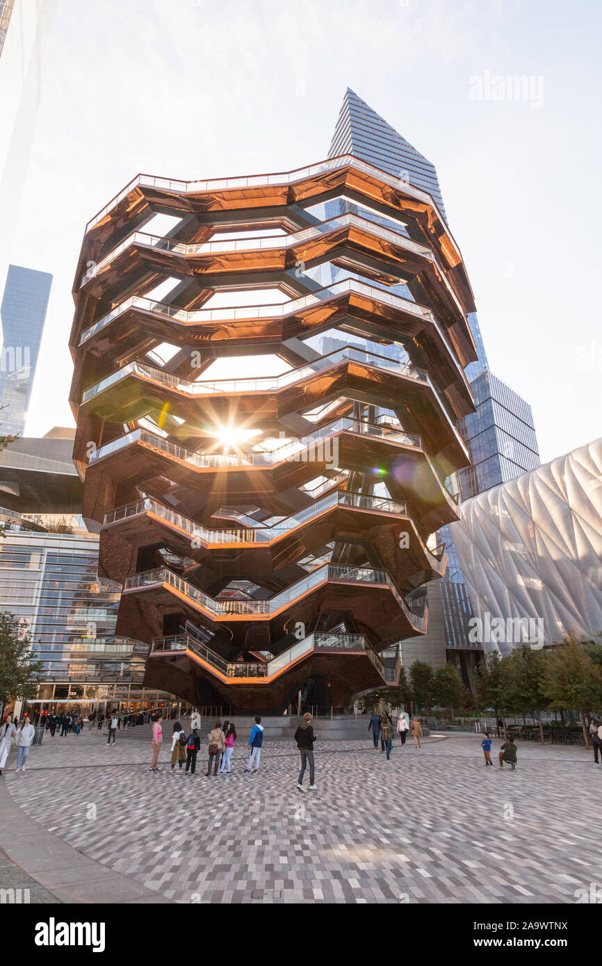 The Vessel, a landmark Thomas Heatherwick studio-designed structure  in the  Hudson Yards development, New York City, NY, U.S.A Stock Photo
