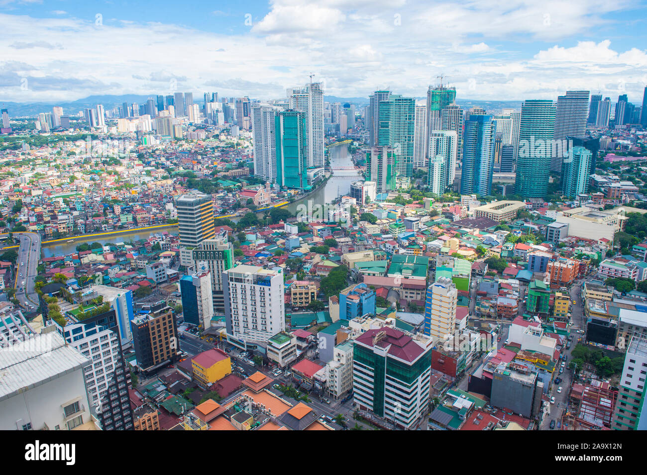 City view of Manila Philippines from building in Makati Stock Photo
