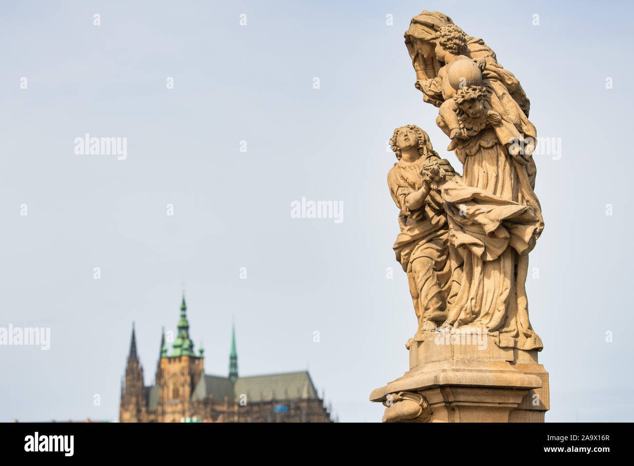 Statue of Saint Anne, by Matěj Václav Jäckel. On the Charles Bridge in Prague Stock Photo