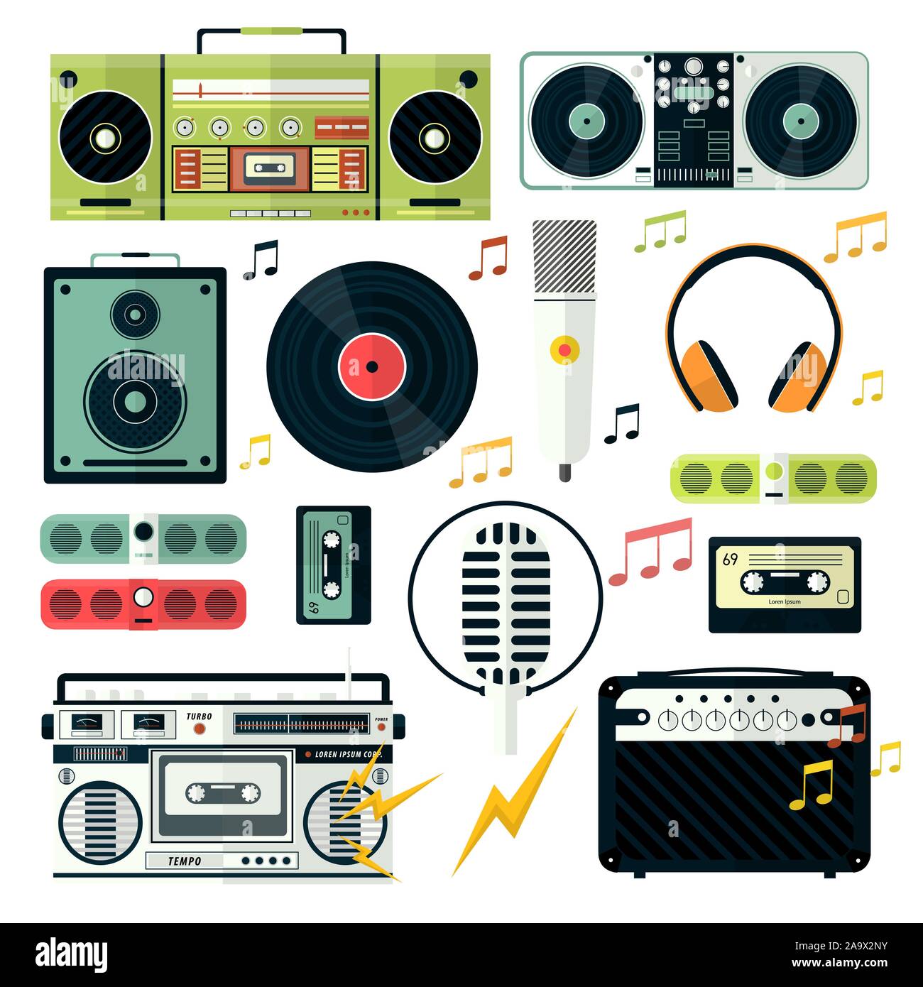 Modern and retro audio devices, music playing, isolated icons Stock Vector Image & Art Alamy