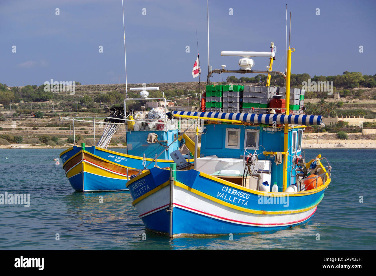 Fischerboote, Ausflugsboote auf Malta Stock Photo