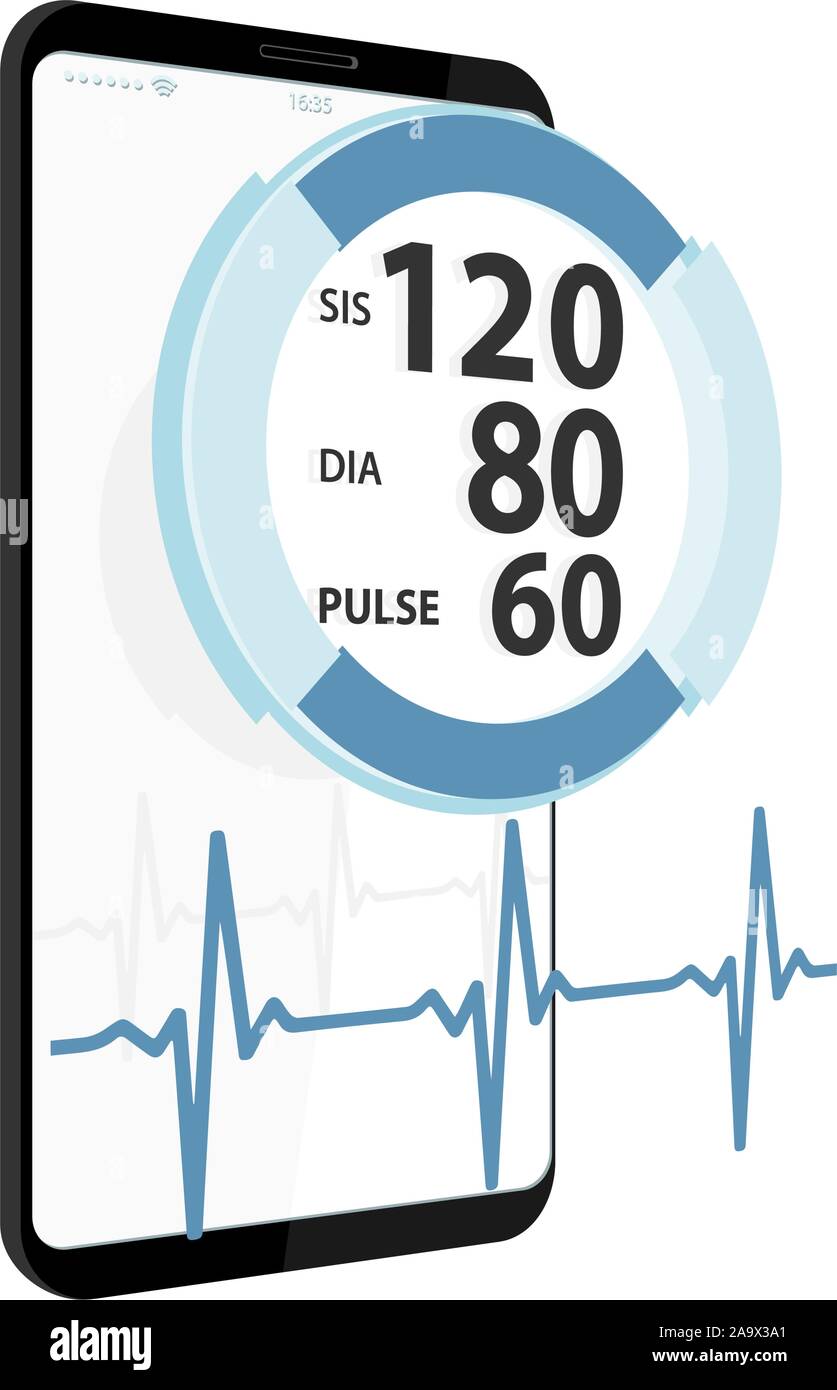 Mobile application for measuring pulse and blood pressure. Digital