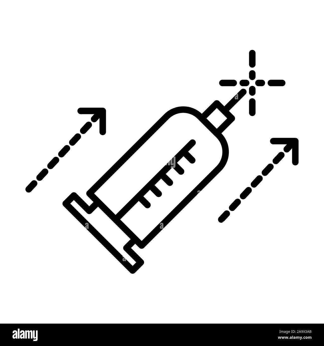 Beauty injection, syringe isolated line icon, medicine and cosmetology Stock Vector