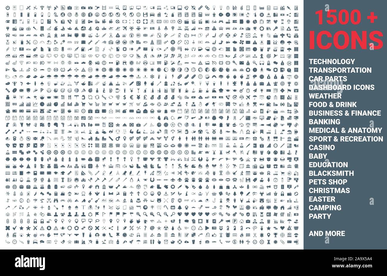 Set of 1500 vector icons glyph Stock Vector Image & Art Alamy