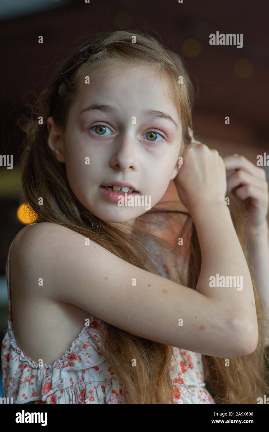 Portrait of a 9 years old female child, portrait concept of a child.  Close-up face of beautiful girl 8-9 years old. Concept child teenager. A  girl wit Stock Photo - Alamy