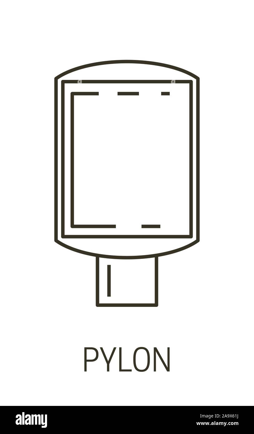 Pylon isolated line icon, exterior or interior advertising banner Stock ...