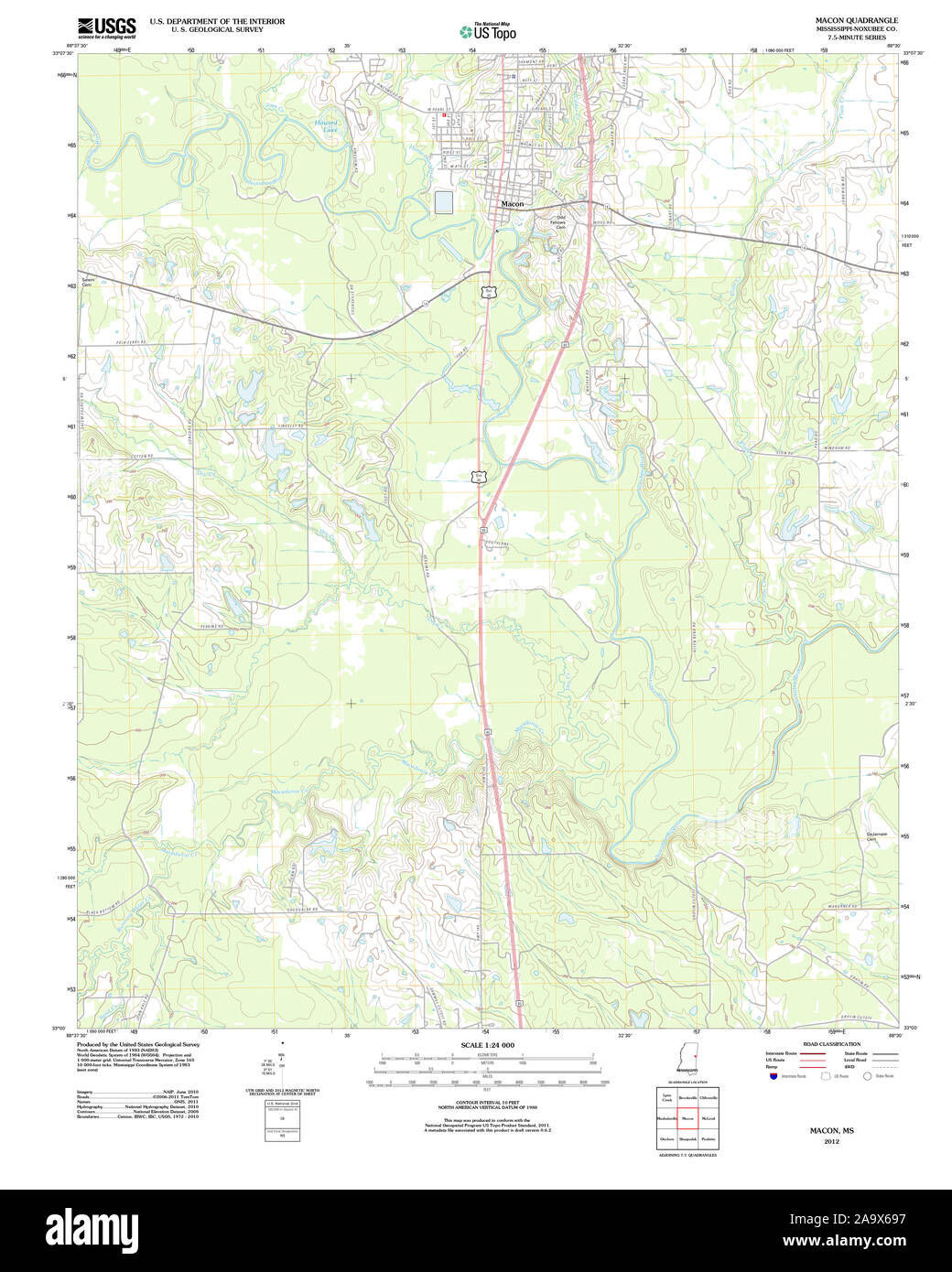 Map of macon mississippi Cut Out Stock Images & Pictures Alamy