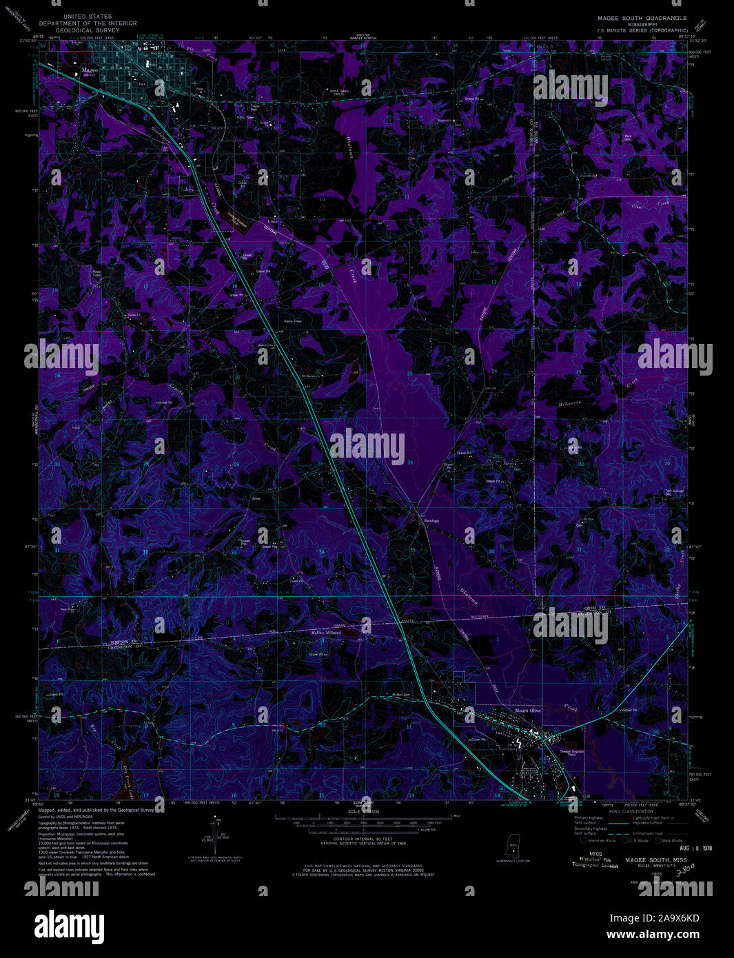 Map of magee mississippi hires stock photography and images Alamy