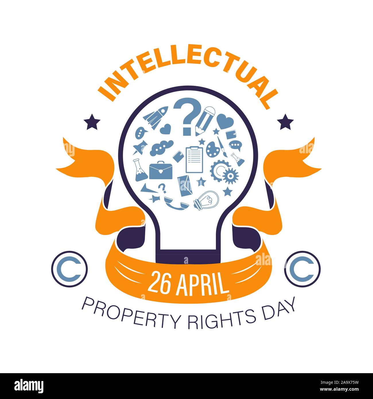 Copyright or intellectual property right day, isolated icon Stock ...