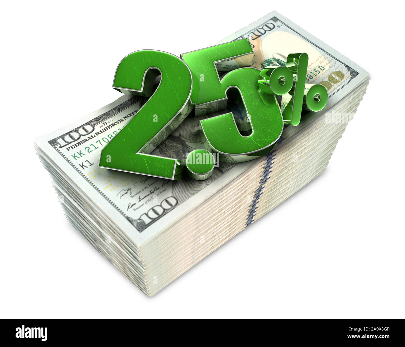 2 5 Percent 3d Rendering On White Background With Clipping Path Stock Photo Alamy