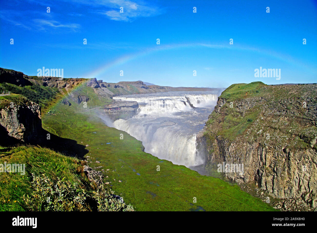 Europa, Island, Haukadalur, Wasserfall Gullfoss, Regenbogen Stock Photo