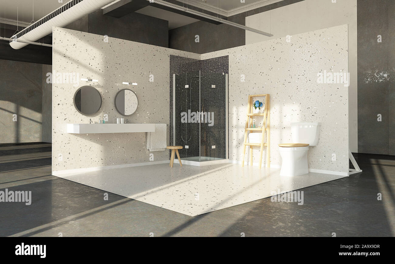 bathroom on showroom pop up exhibition 3d rendering Stock Photo
