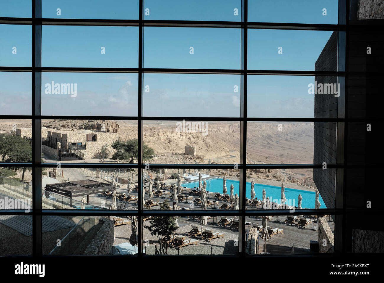 Mitspe Ramon, Israel. 16th November, 2019. A view of the Beresheet Hotel in Israel southern town of Mitspe Ramon in the midst of the Negev Desert. Credit: Nir Alon/Alamy Live News. Stock Photo