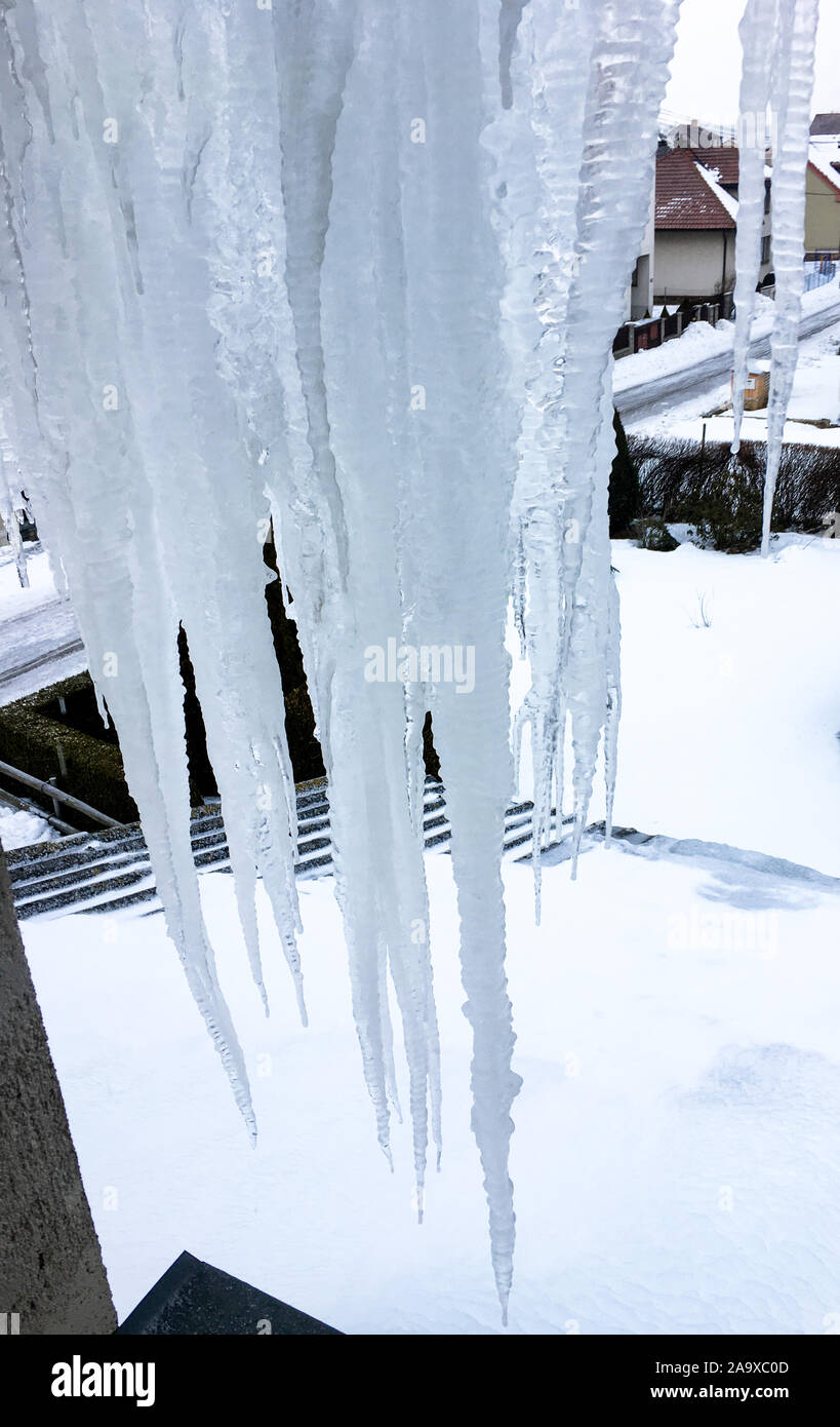 Giant Icicles On Castle Wall
