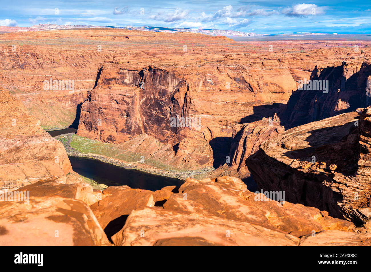 Horseshoe Bend of the Colorado River in Arizona, the USA Stock Photo