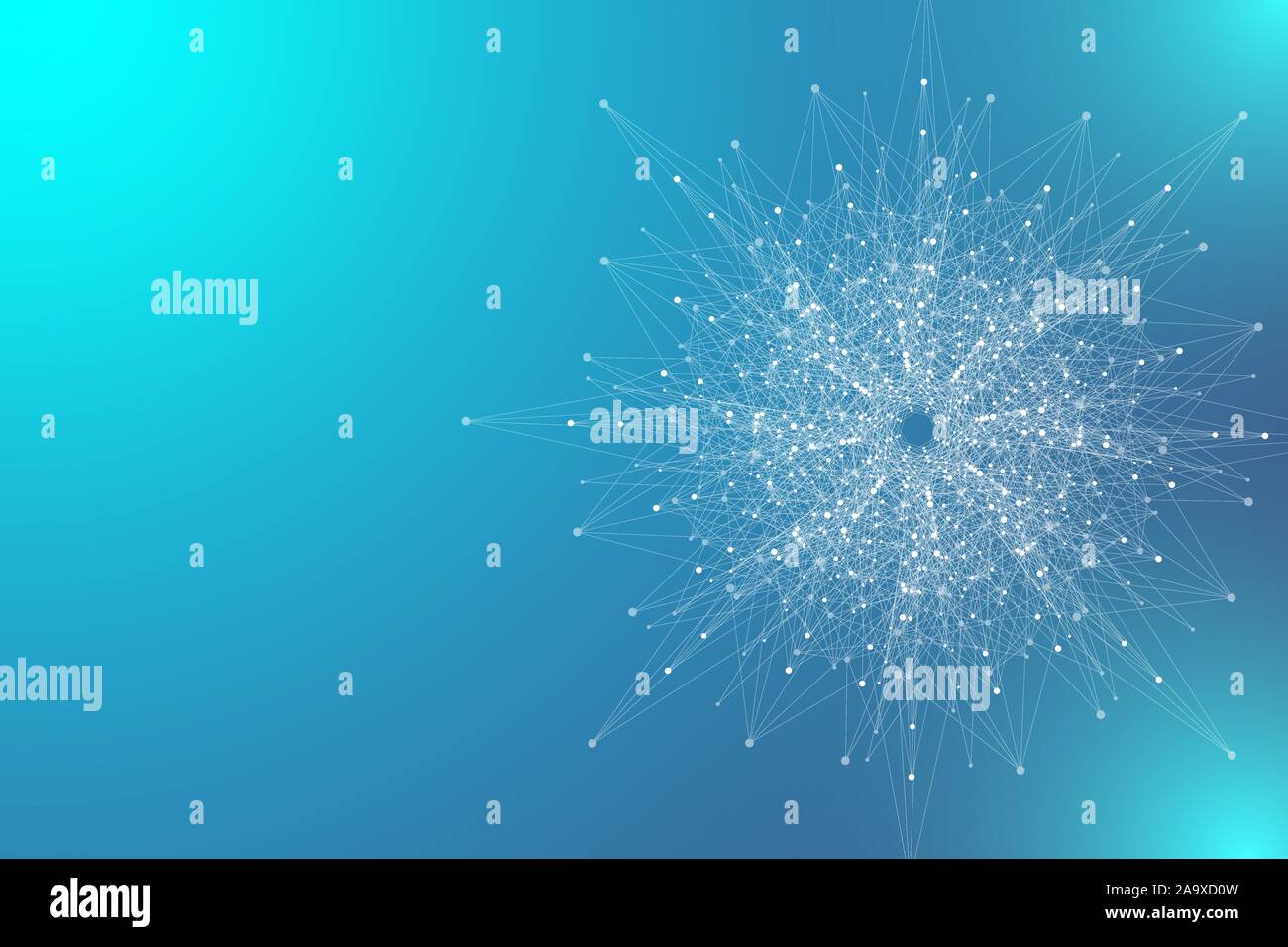 Quantum computer technology concept. Deep learning artificial intelligence. Big data algorithms visualization for business, science, technology. Waves Stock Vector