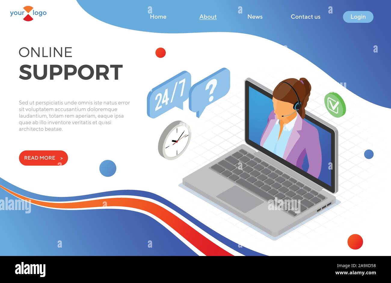 Isometric Online Customer Support Stock Vector