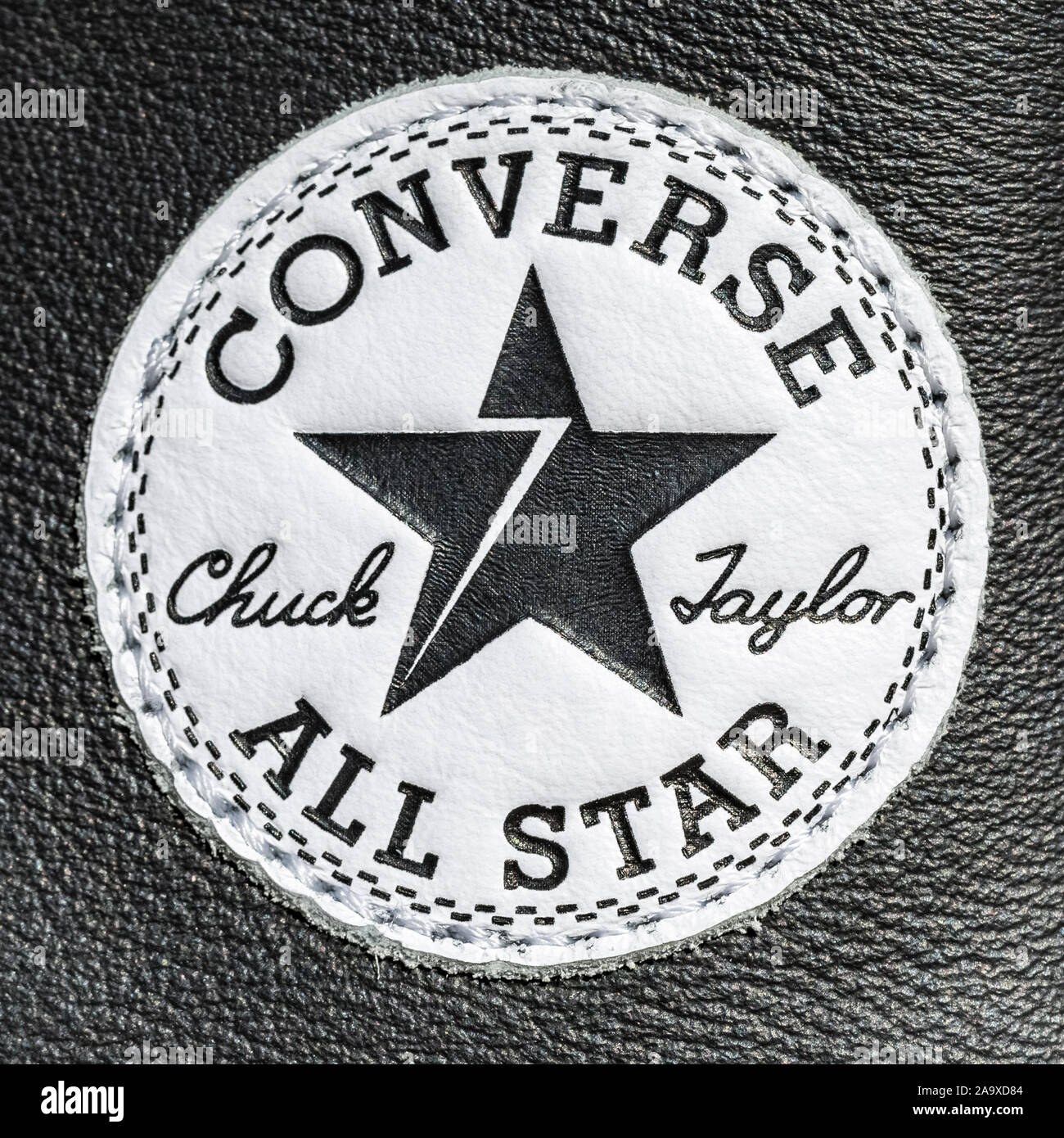 Chartres, France - Spetember 2, 2019: Close-up of the logo of All Star  Converse sneakers seen on a leather surface Stock Photo - Alamy