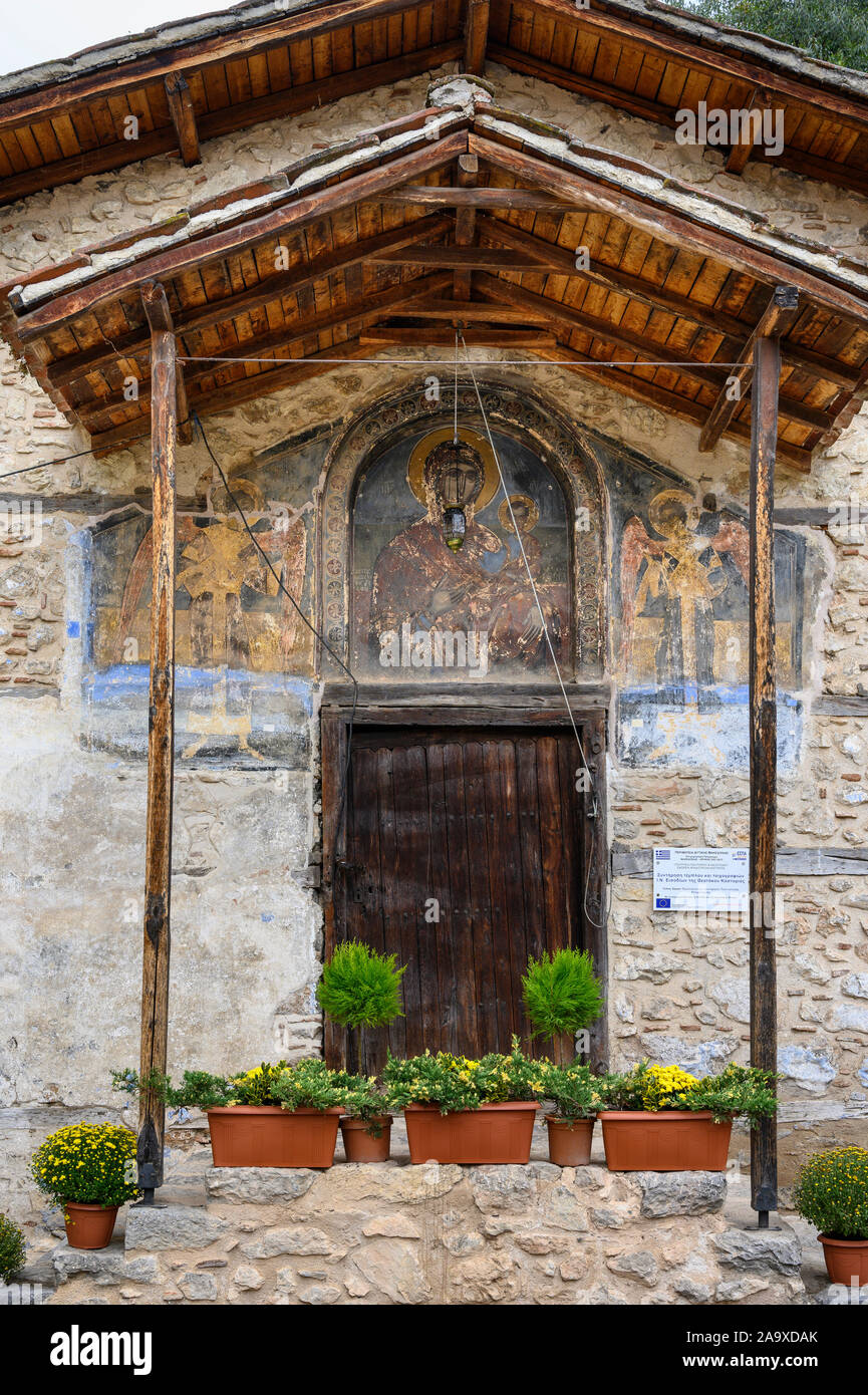 The little Post-Byzantine church of the Theotokou  'Τσιατσιαπά', The Assumption of the Virgin, in Kastoria, Macedonia, Northern Greece Stock Photo