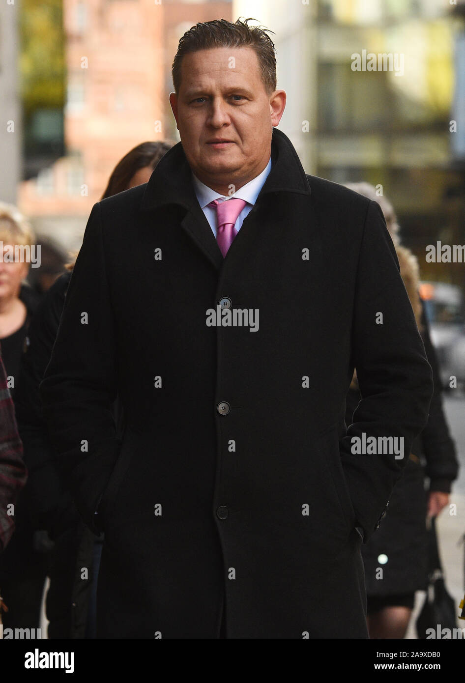 Jodie Chesney's uncle Peter (no surname given) arrives at the Old Bailey in London, where two teenagers, Svenson Ong-a-Kwie, 19, and a 17-year-old boy, were found guilty of her murder. Stock Photo