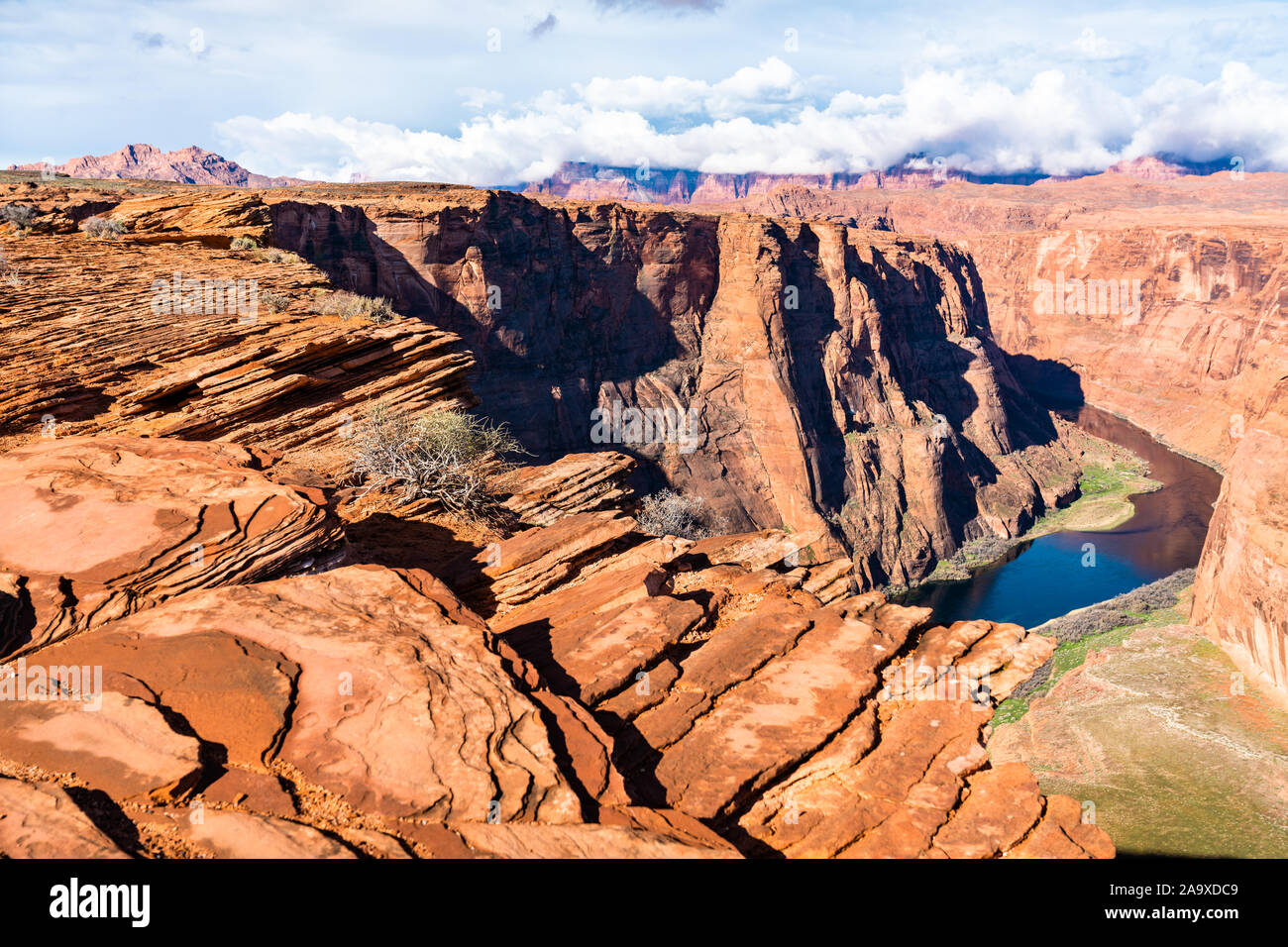 Horseshoe Bend of the Colorado River in Arizona, the USA Stock Photo