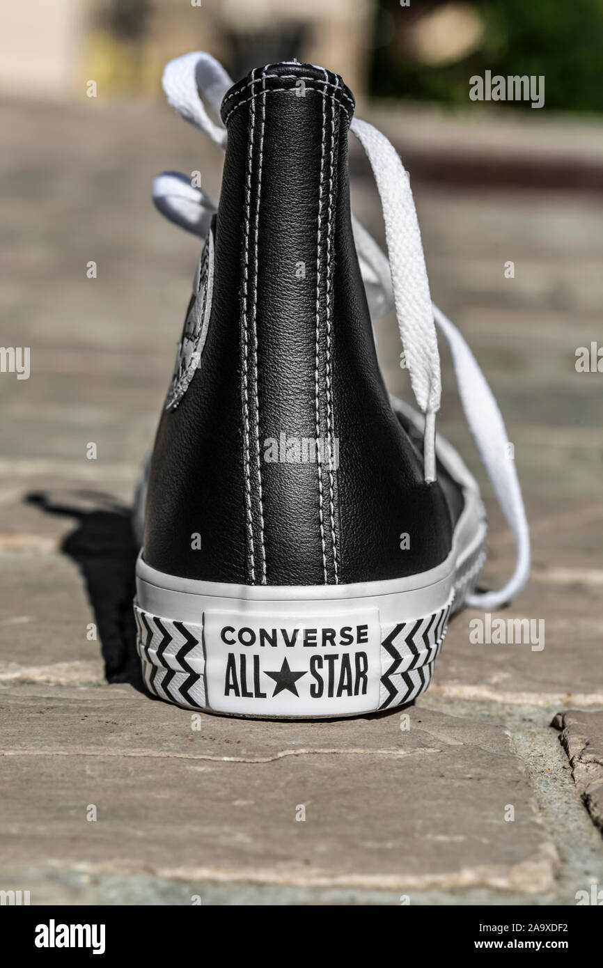 Chartres, France - Spetember 2, 2019: Image of the back of an All Star  Converse sneaker in a cobblestone street Stock Photo - Alamy