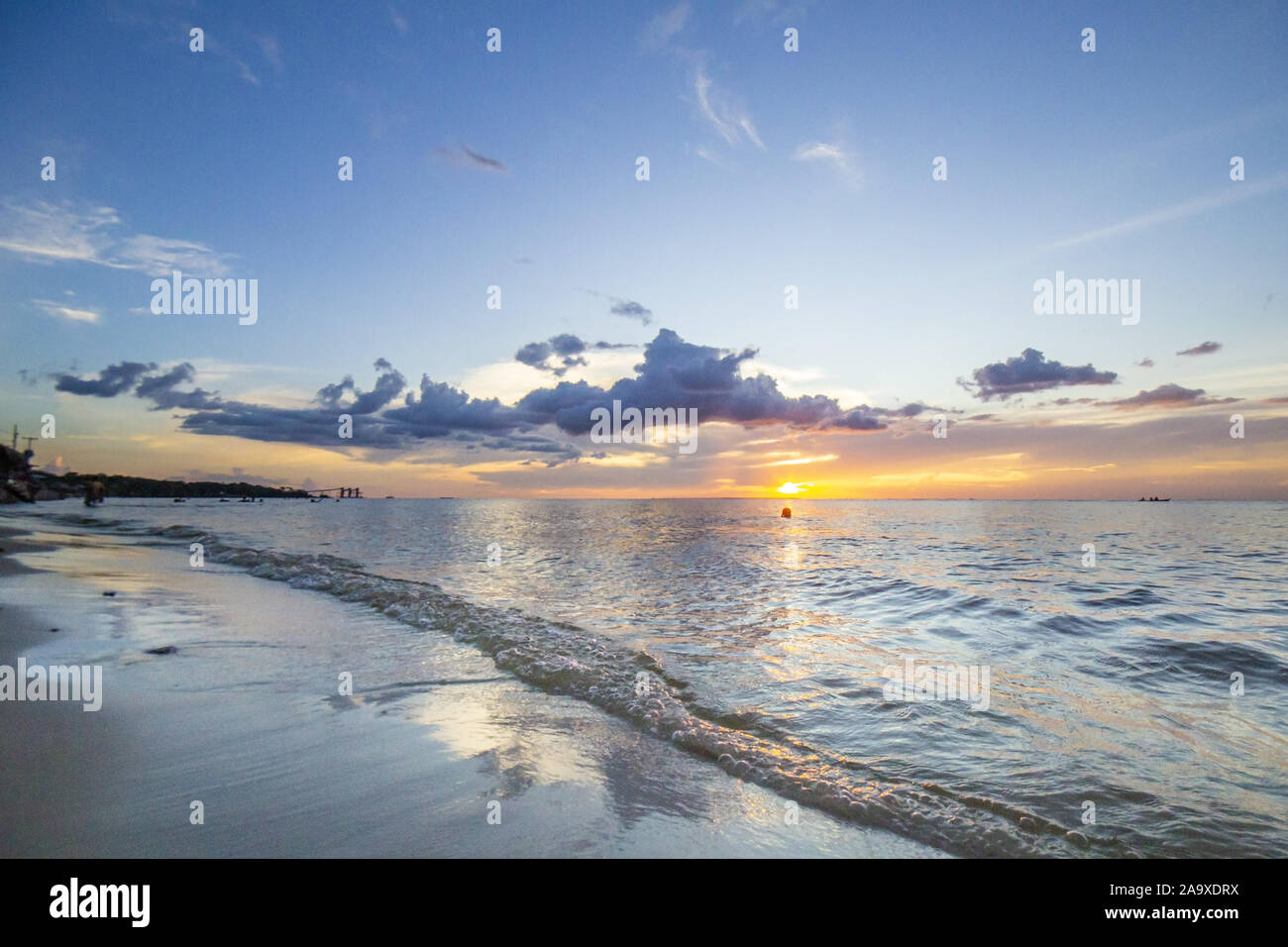 Sunset on a beach of the amazon region Stock Photo