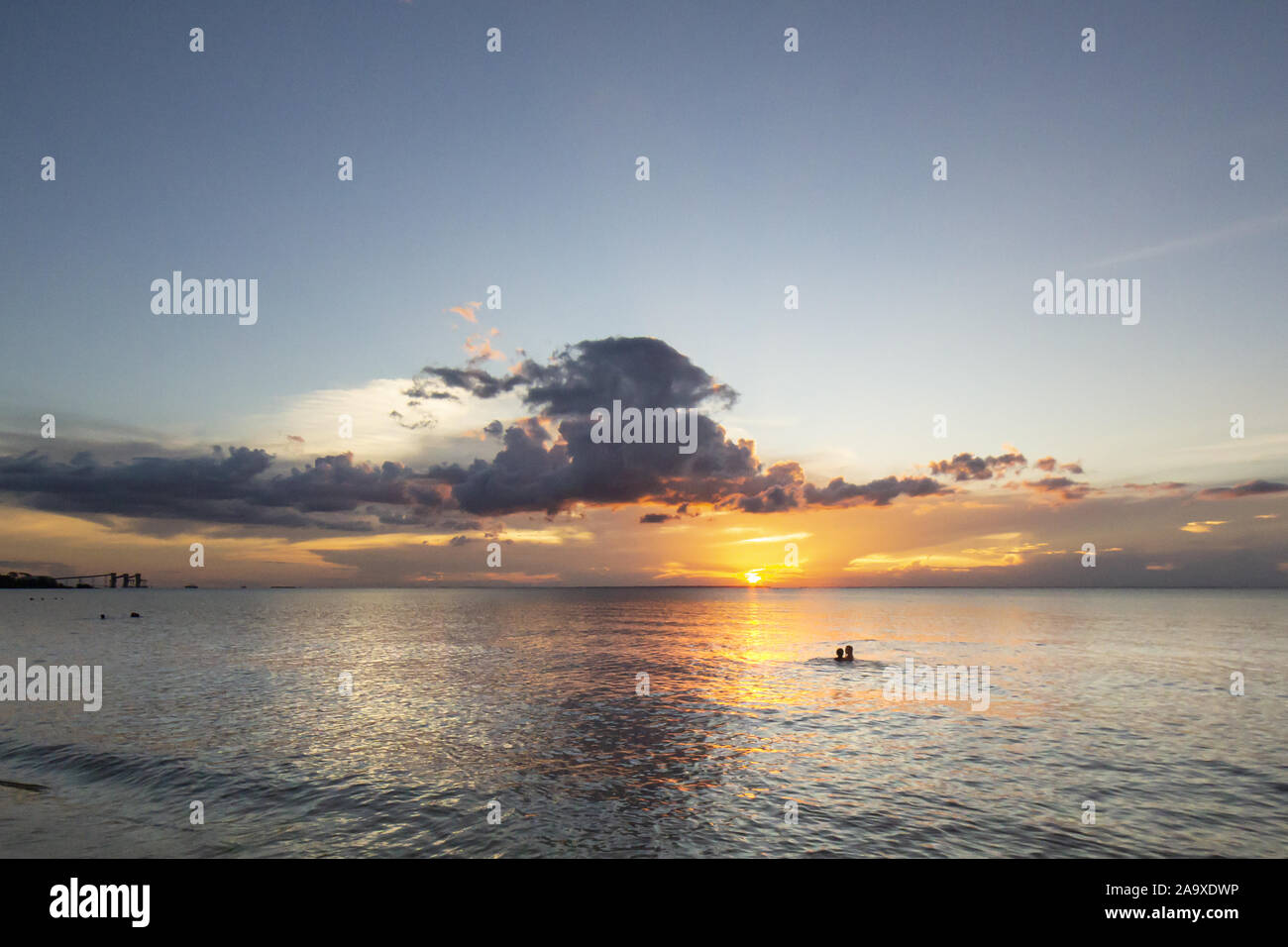 Sunset on a beach of the amazon region Stock Photo