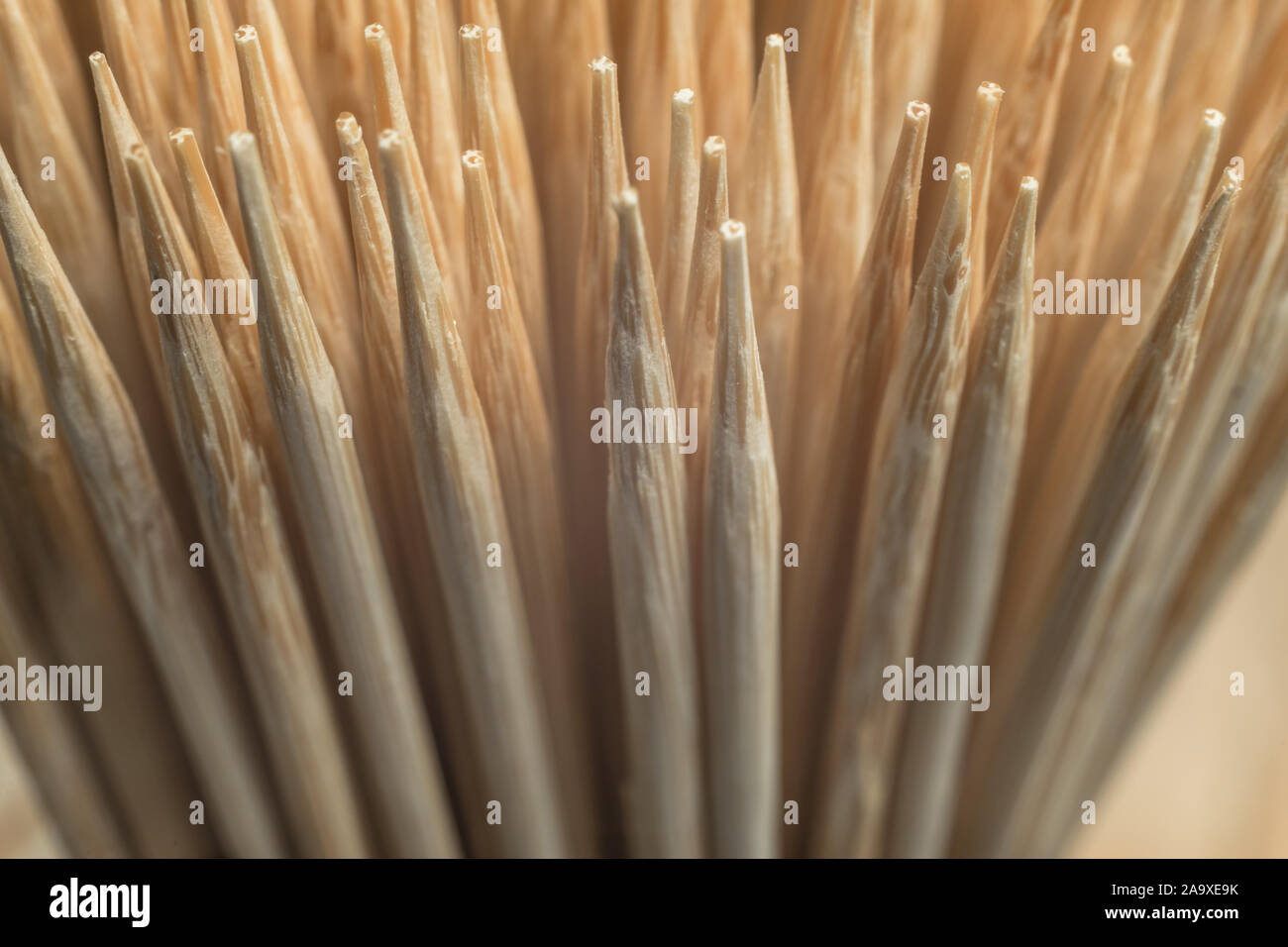 Close up beautiful wooden bamboo toothpicks background texture. Macro ...