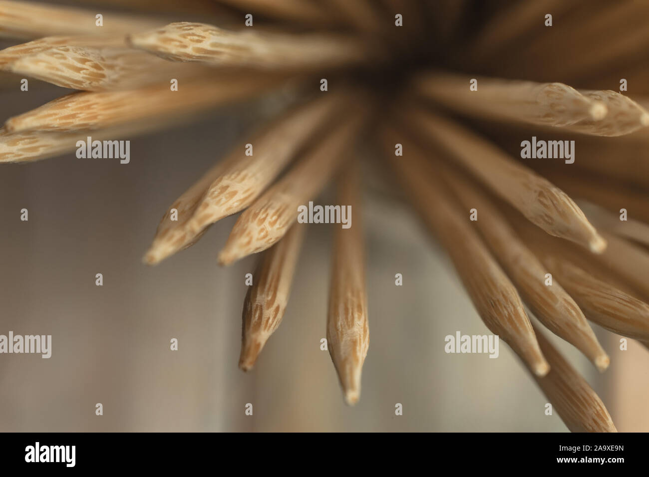 Close up beautiful wooden bamboo toothpicks background texture. Macro ...