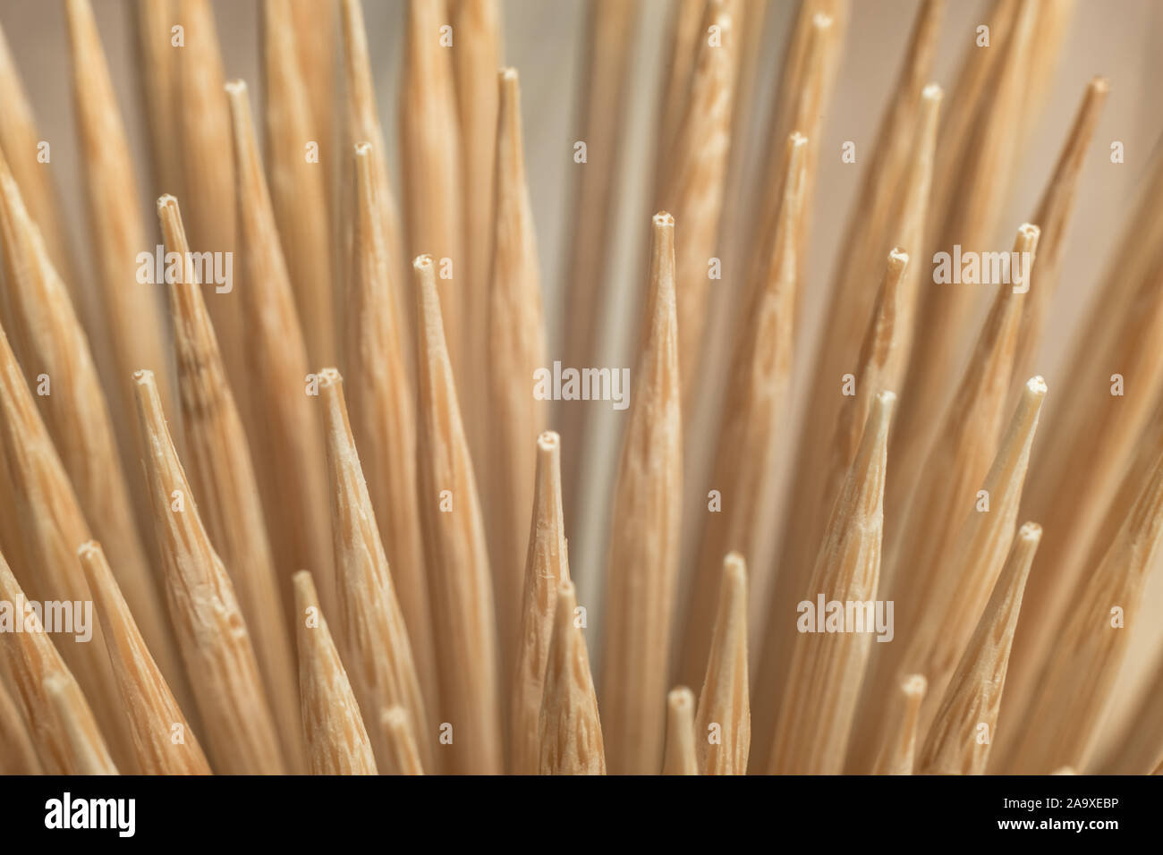 Close up beautiful wooden bamboo toothpicks background texture. Macro ...