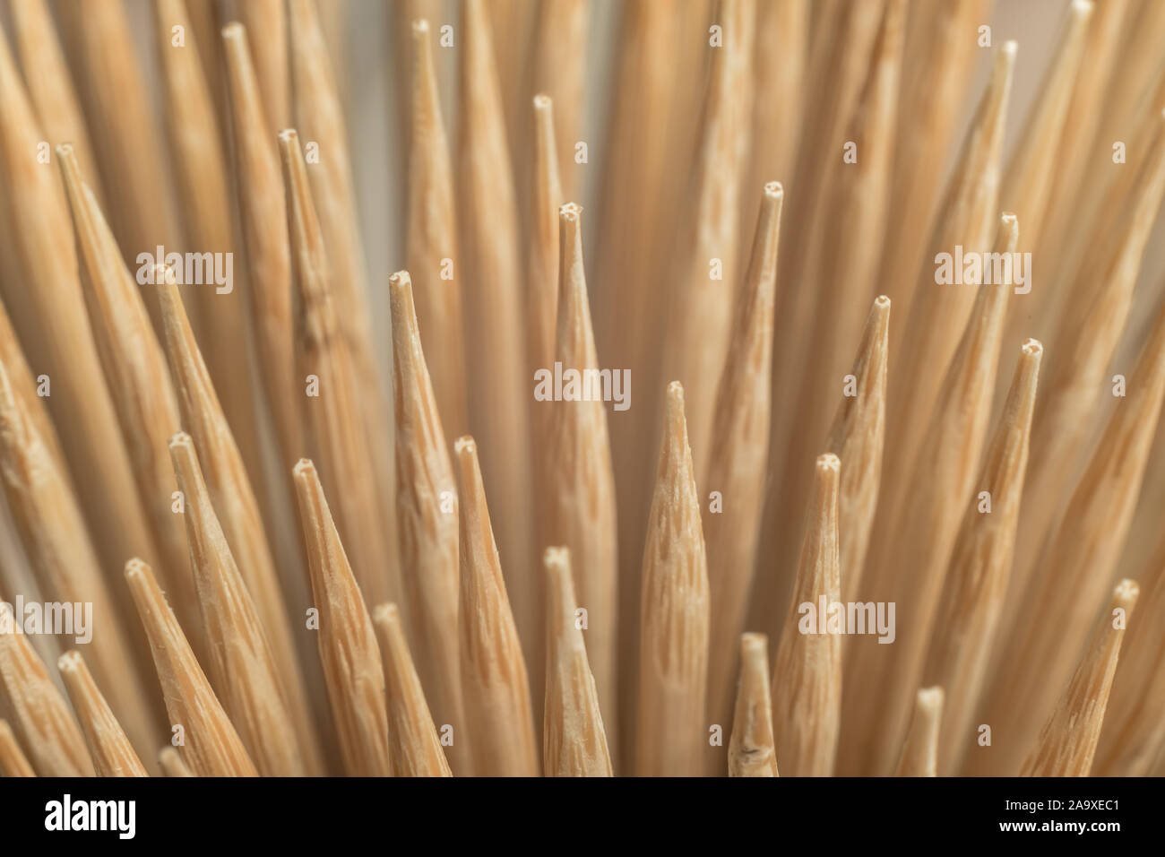 Close up beautiful wooden bamboo toothpicks background texture. Macro ...