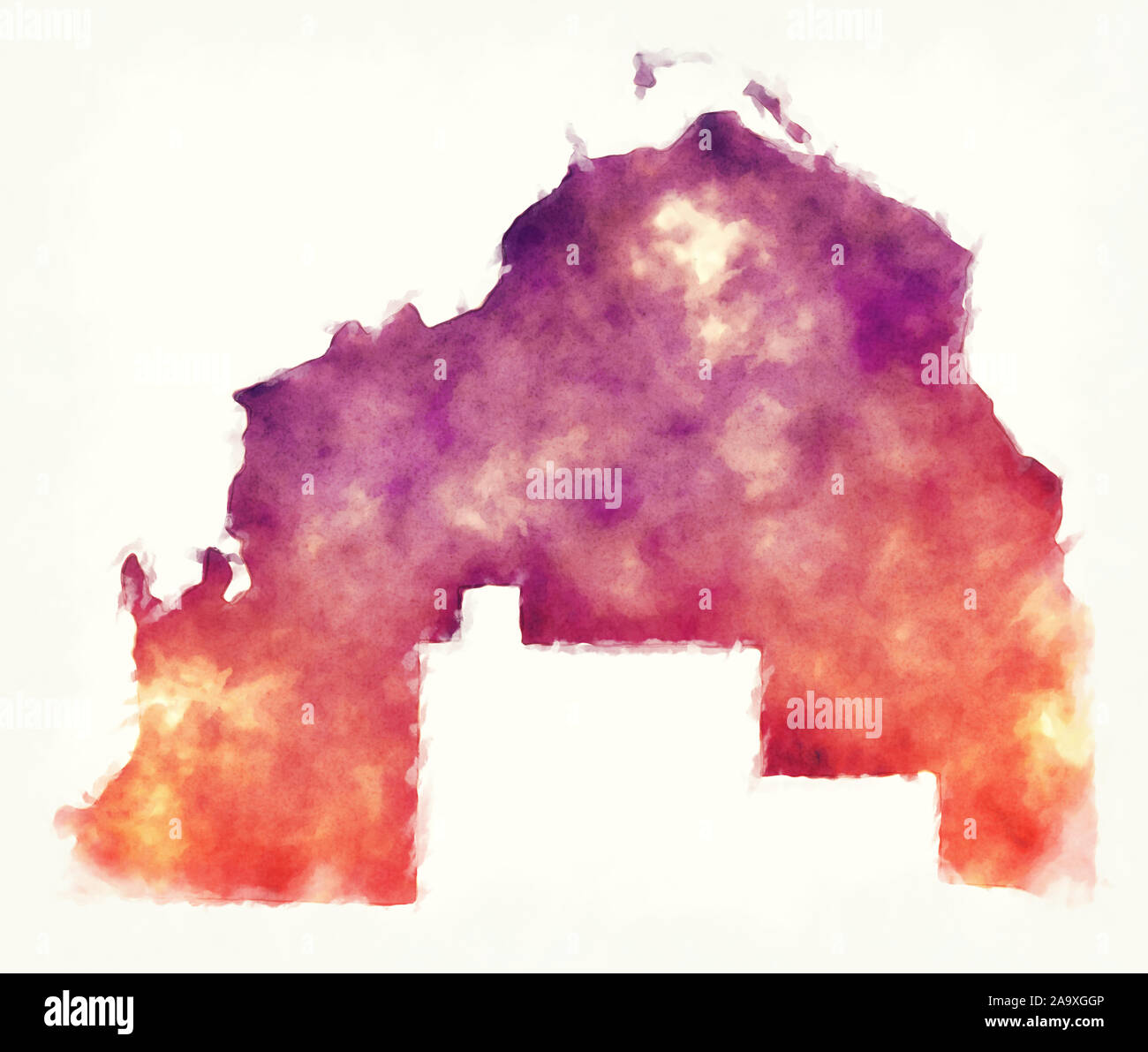 Al Shamal municipality watercolor map of Qatar Stock Photo Alamy