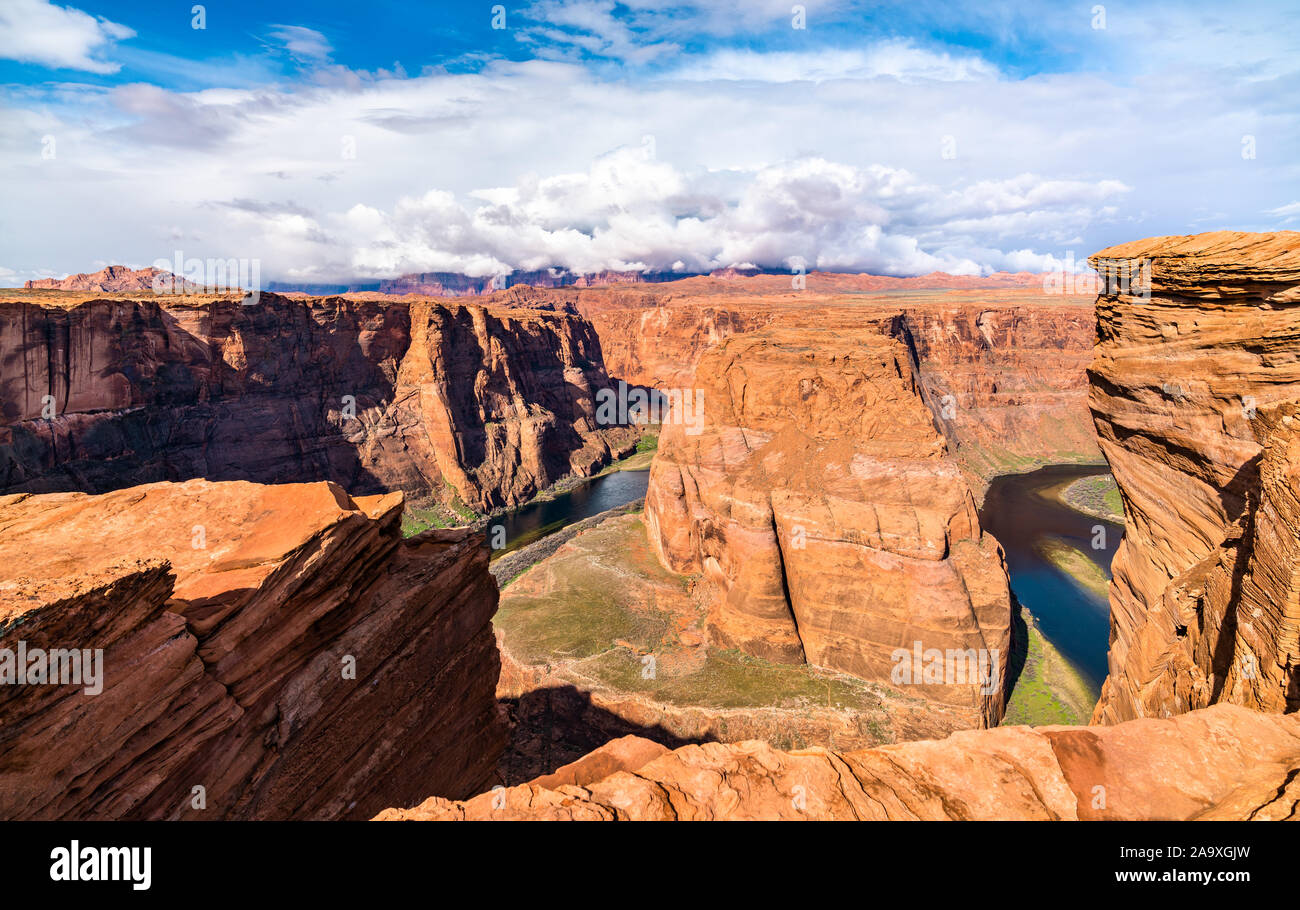 Horseshoe Bend of the Colorado River in Arizona, the USA Stock Photo