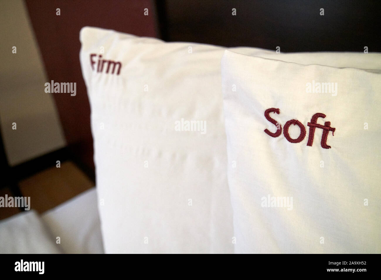 soft and firm pillows in a hotel room in florida usa Stock Photo Alamy