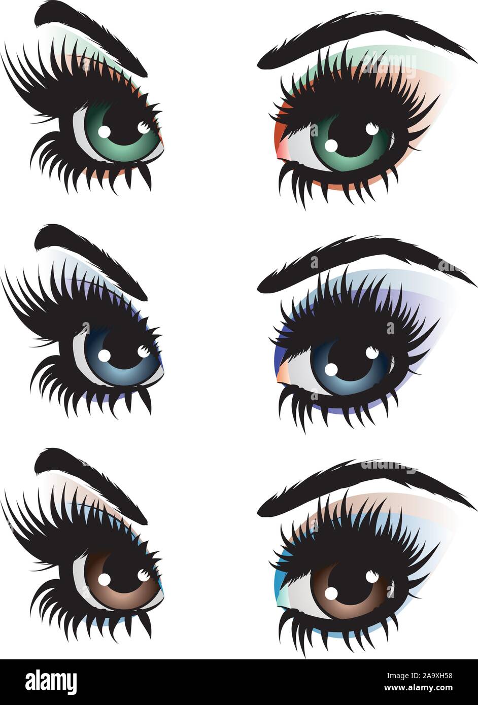 Beautiful evening make up for eyes of different colors. Stock Vector