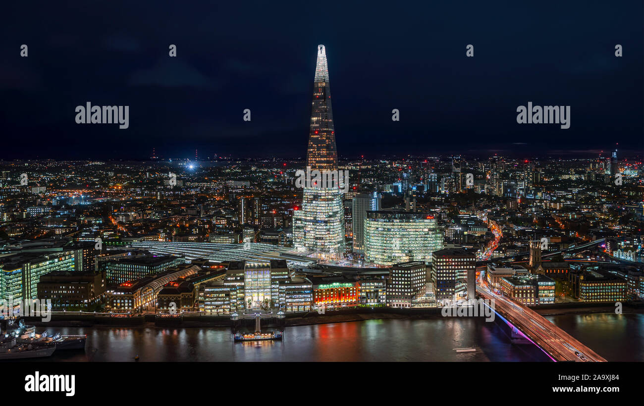 Night cityscape about London downtown. Stock Photo