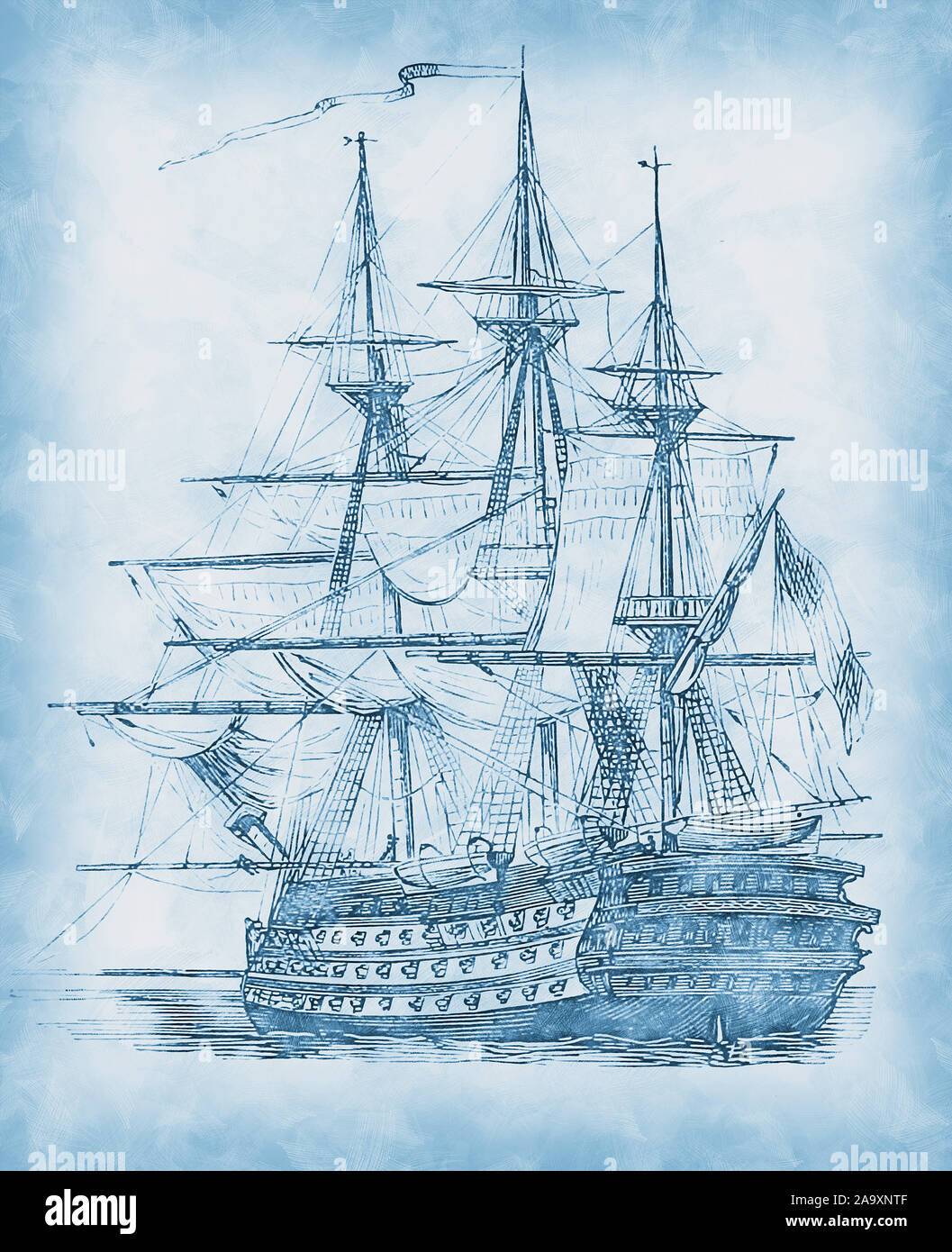 Galleon on the sea Stock Photo