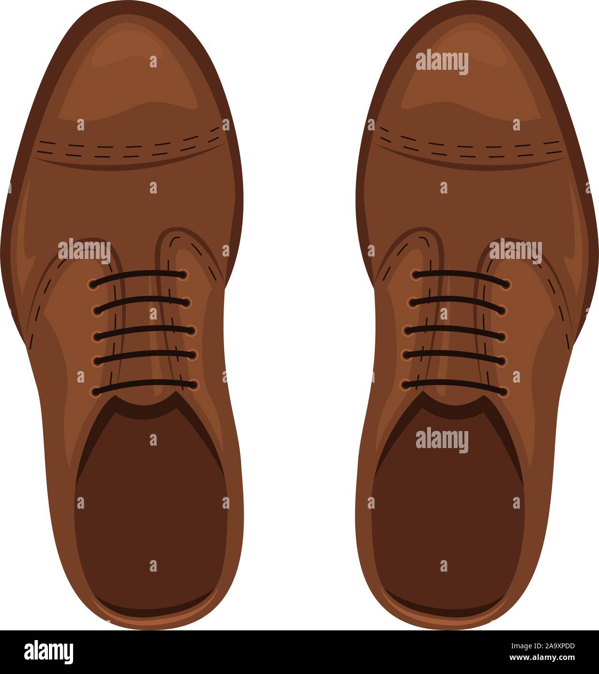 Men's brown leather shoes. The view from the top. Vector illustration. Stock Vector