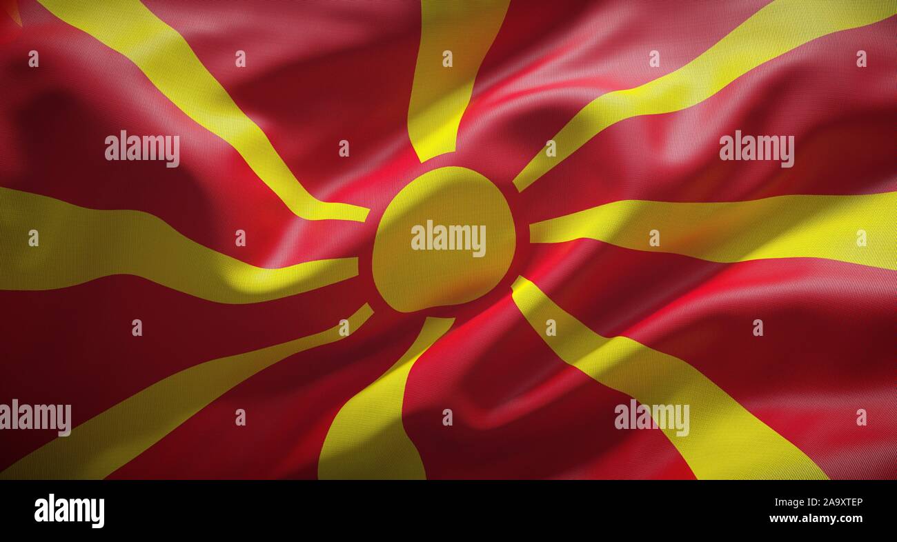 Official Flag Of The Republic Of North Macedonia Stock Photo Alamy