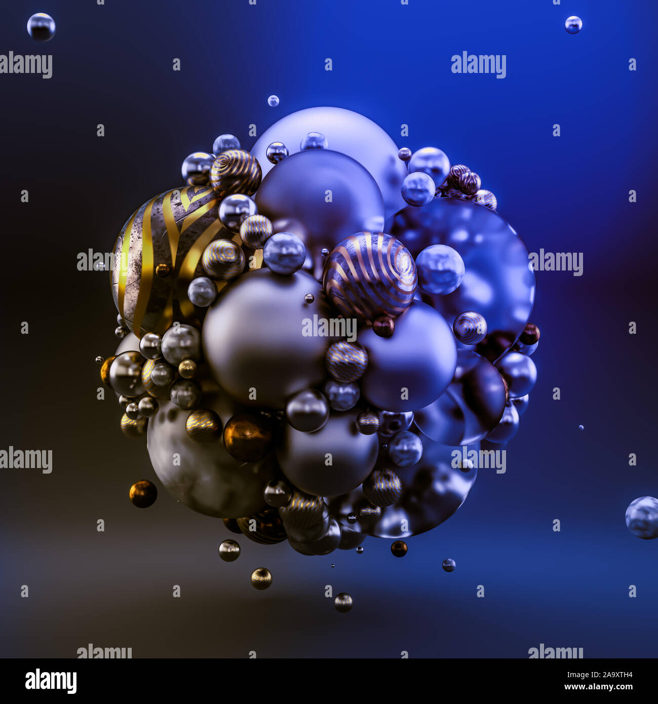 Blue abstract background with balls. 3d rendering 3d illustration Stock ...