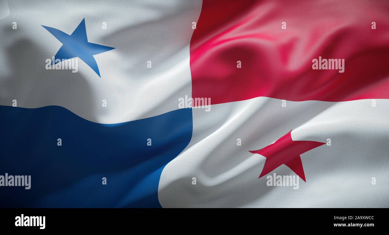 Official flag of the Republic of Panama. Stock Photo