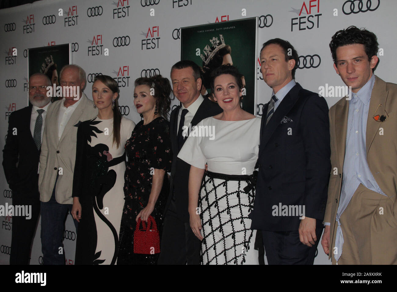 Los Angeles, USA. 16th Nov, 2019. Charles Dance, Erin Doherty, Helena Bonham Carter, Peter Morgan, Olivia Colman, Tobias Menzies, Josh O'Connor 11/16/2019 AFI Fest 2019 Gala Screening 'The Crown' held at the TCL Chinese Theater in Los Angeles, CA Credit: Cronos/Alamy Live News Stock Photo