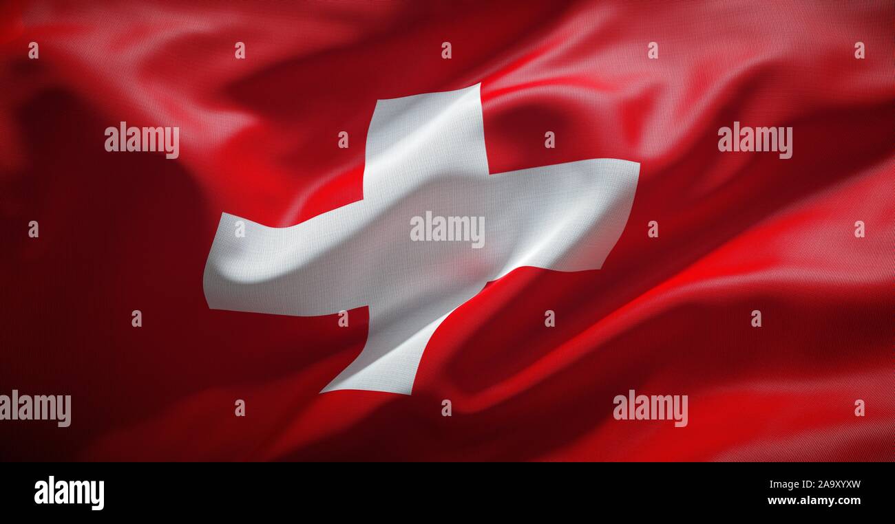 Swiss flag. Switzerland. Stock Photo