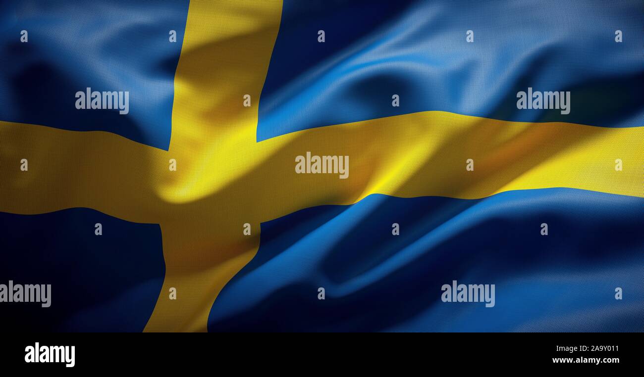 Official Swedish flag. Sweden. Stock Photo