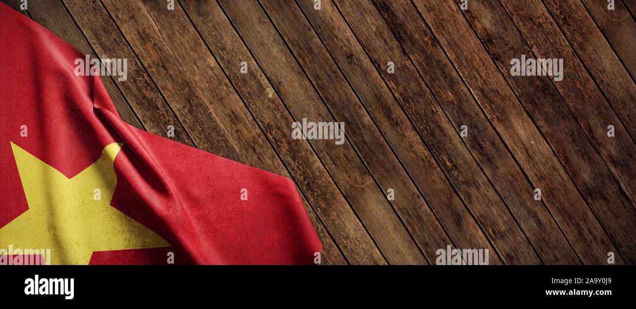 Vietnam, cloth flag on wood Stock Photo - Alamy