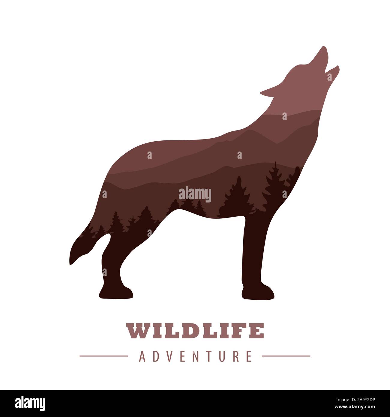 Download Wildlife Adventure Wolf Silhouette With Forest Landscape Vector Illustration Eps10 Stock Vector Image Art Alamy