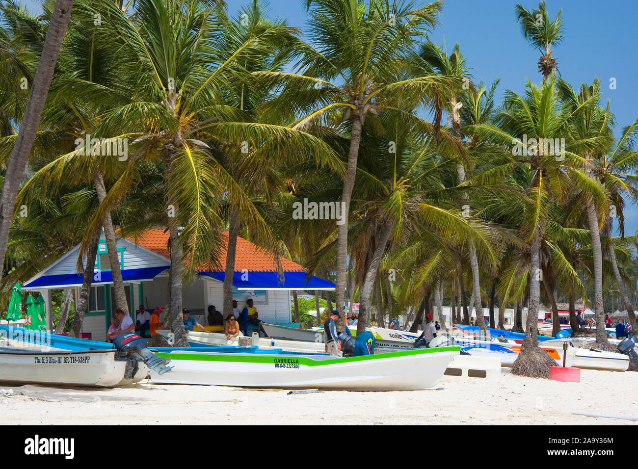 PUNTA CANA, DOMINICAN REPUBLIC - JUNE 30, 2019: Inhabitants working for